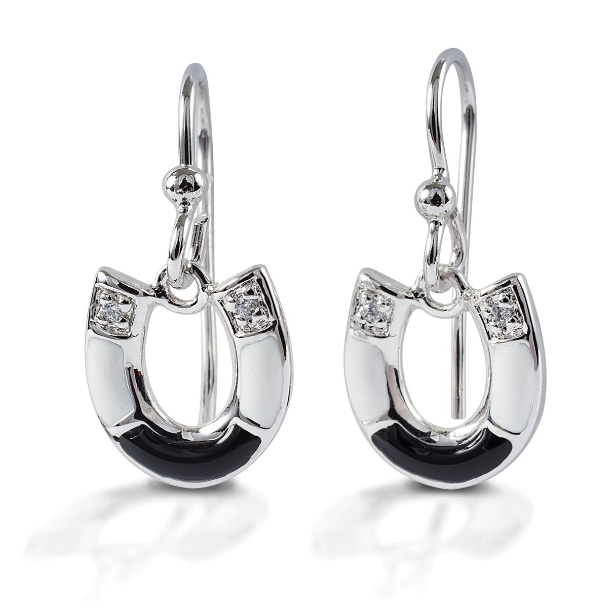 Boucles d'oreilles en forme de fer à cheval noir et blanc Kelly Herd