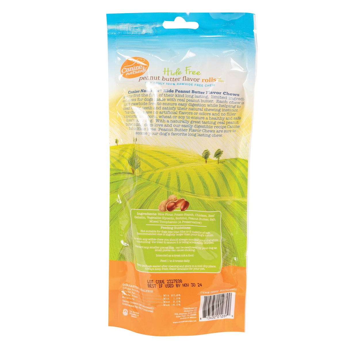 Canine Naturals Hide Free Peanut Butter Flavour Rolls Dog Treats 18 cm - 2 Pack