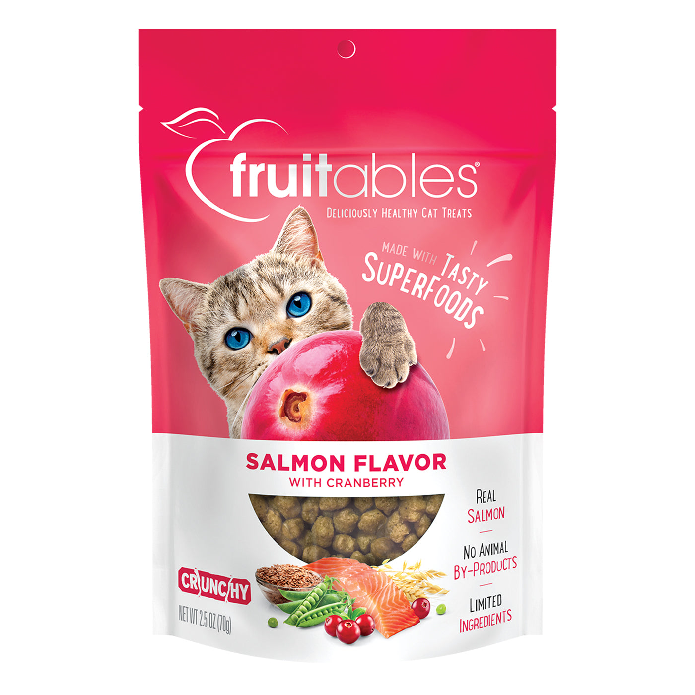 Fruitables Wildly Natural Salmon & Cranberry Crunchy Cat Treats 70 g