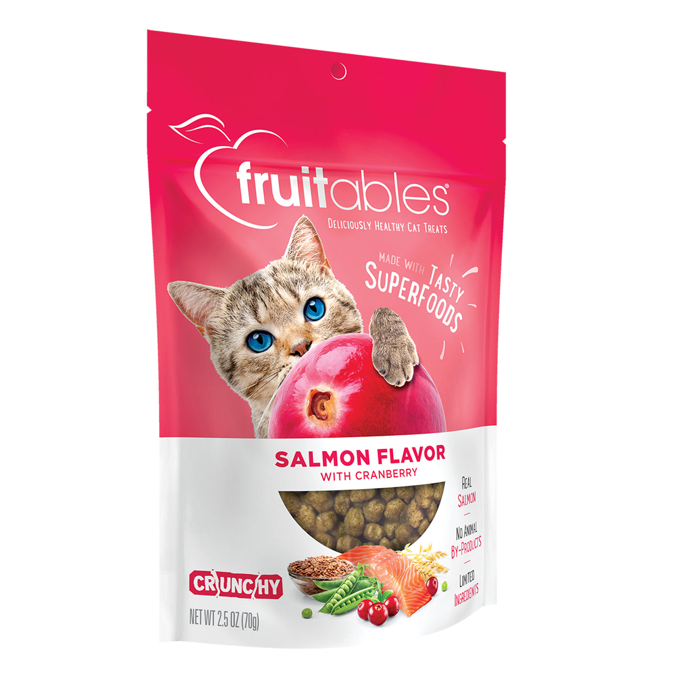 Fruitables Wildly Natural Salmon & Cranberry Crunchy Cat Treats 70 g