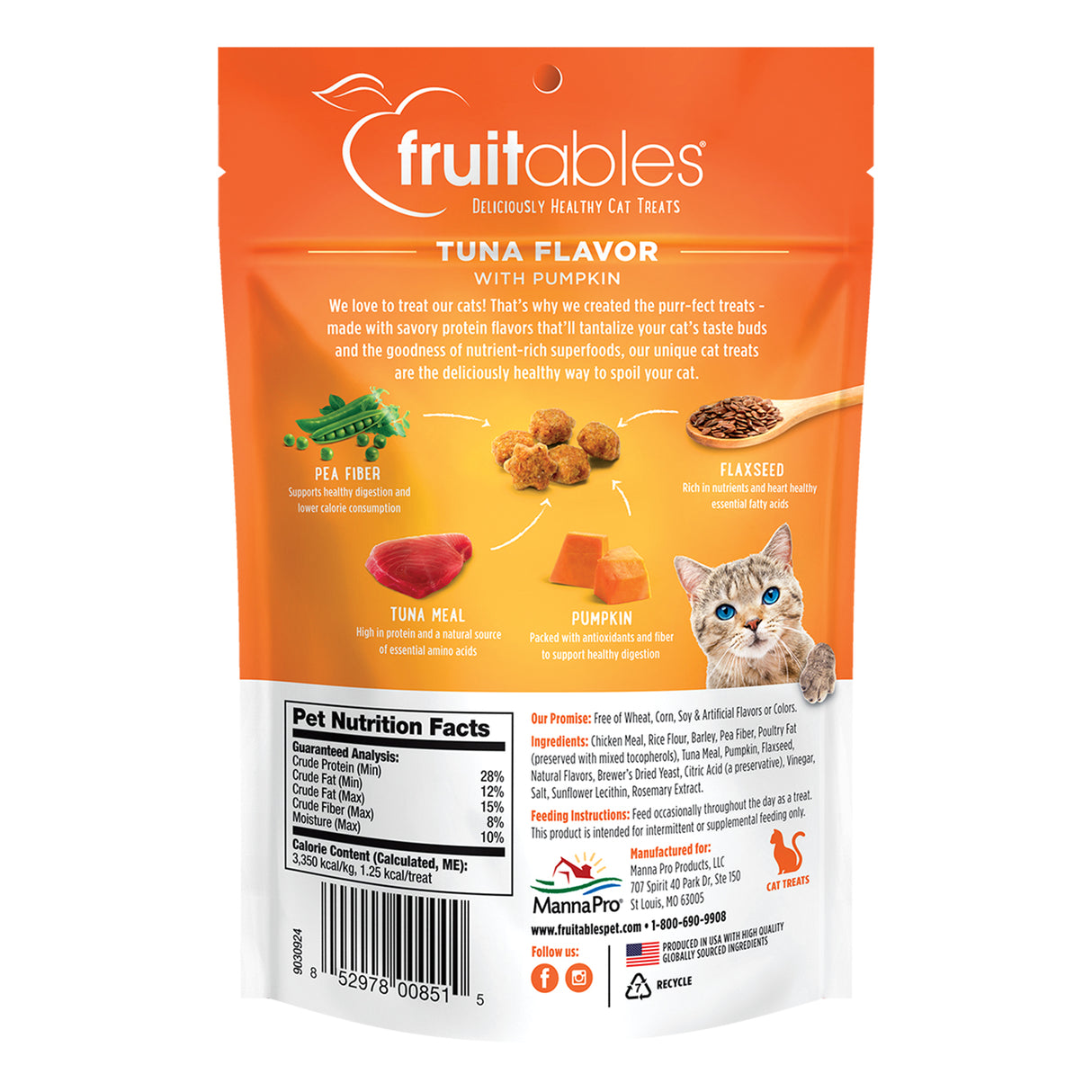 Fruitables Wildly Natural Tuna & Pumpkin Crunchy Cat Treats 70 g