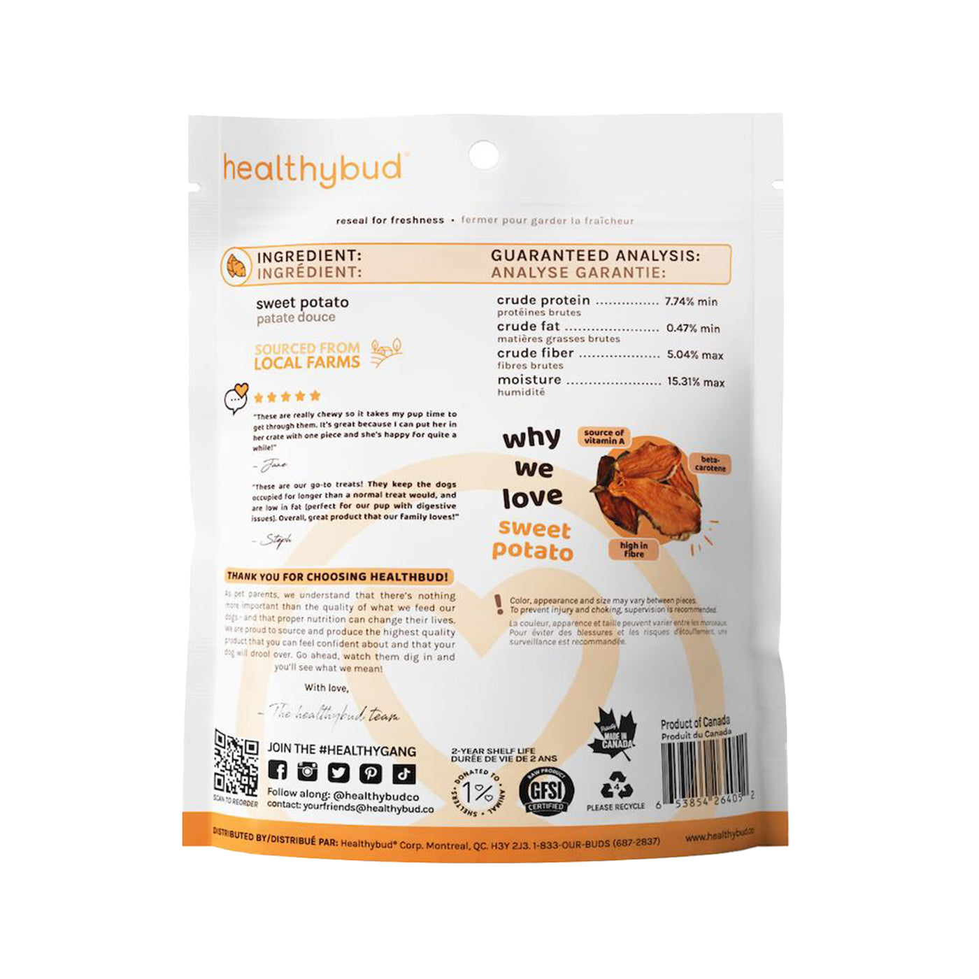 Healthybud Sweet Potato Dog Treats 158 g