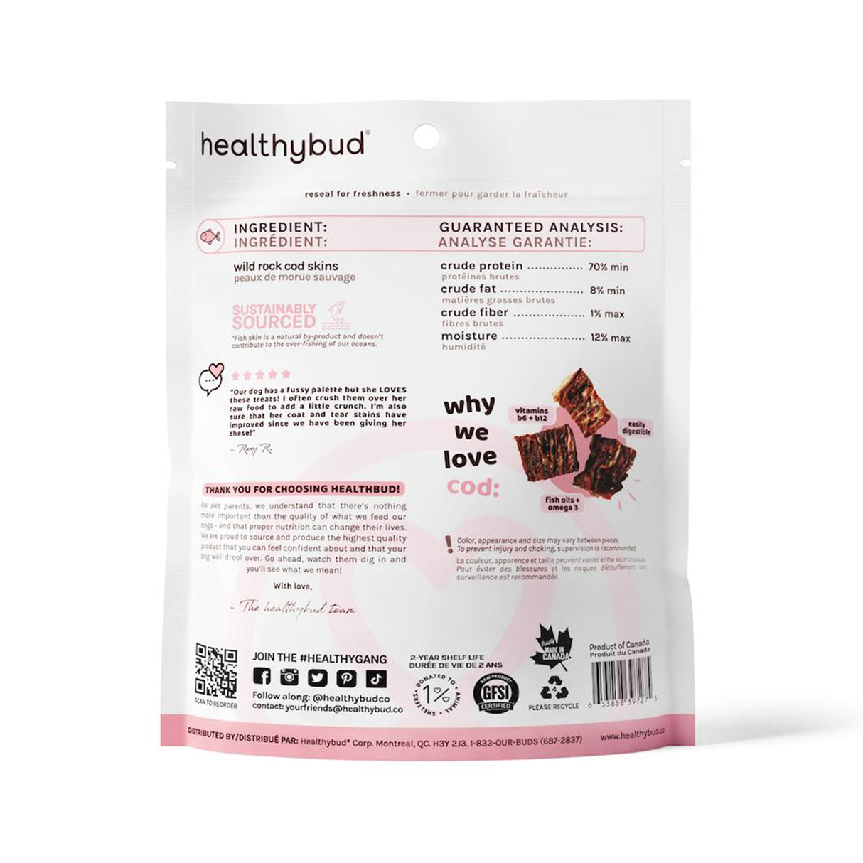 Healthybud Cod Skins Dog Treats 79 g