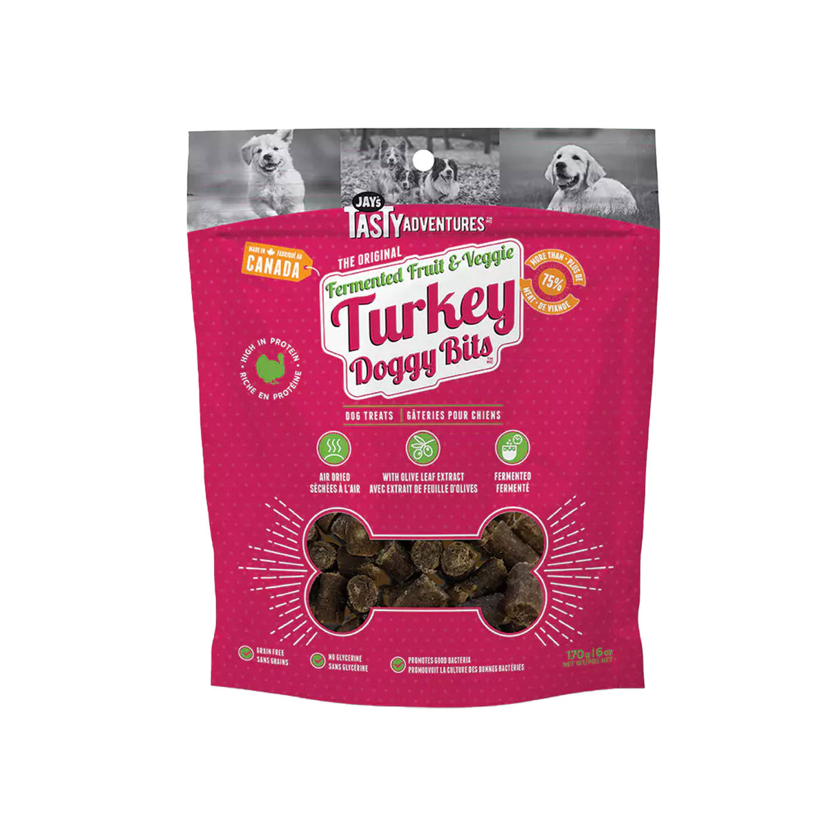 Jay's Tasty Adventures Fermented Fruit & Veggie Turkey Dog Treats 170 g