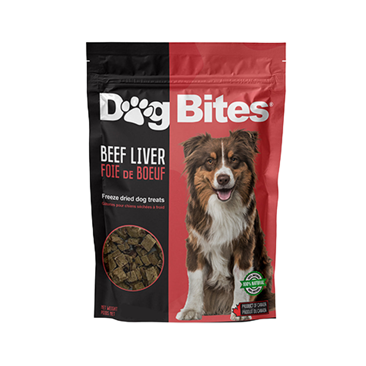 Friandises pour chiens au foie de bœuf lyophilisé Dog Bites 250 g