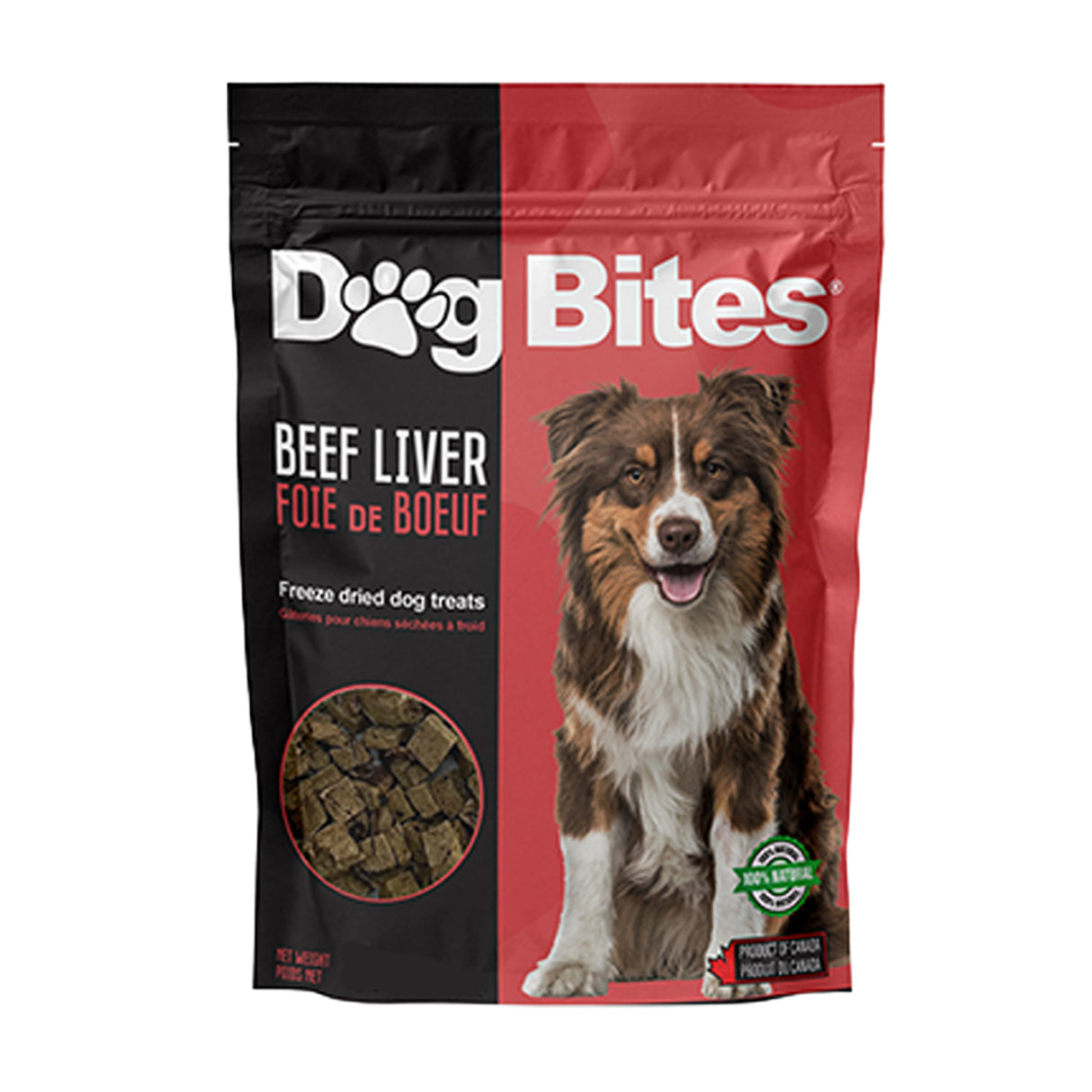 Friandises pour chiens au foie de bœuf lyophilisé Dog Bites 908 g