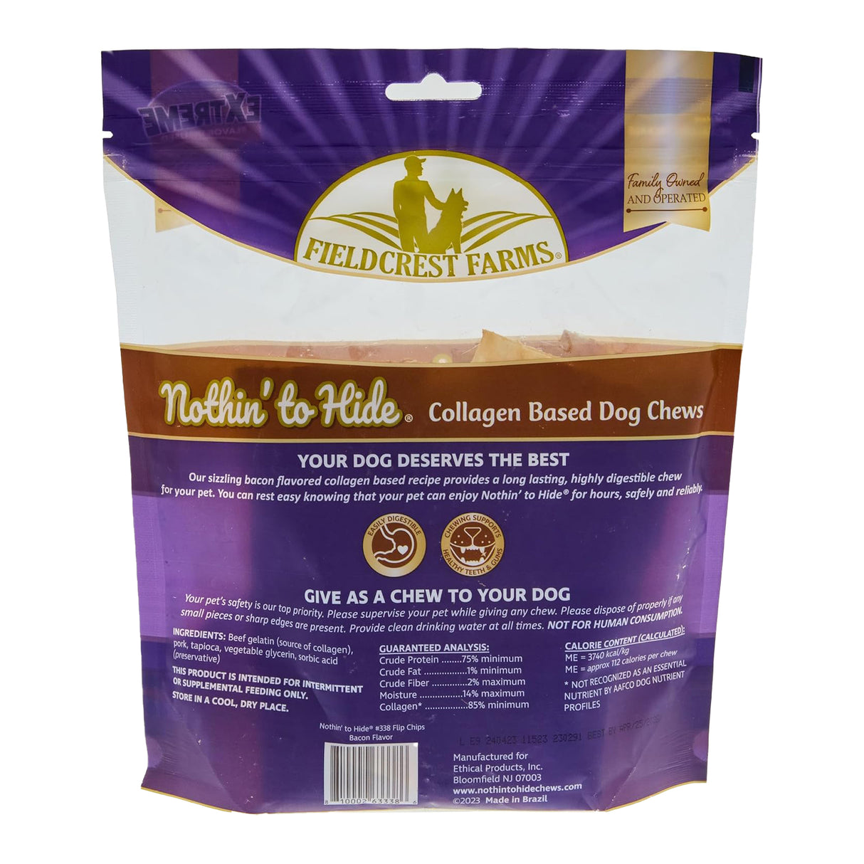 Nothin' to Hide Bacon Flip Chips Dog Treats - 8 Pack