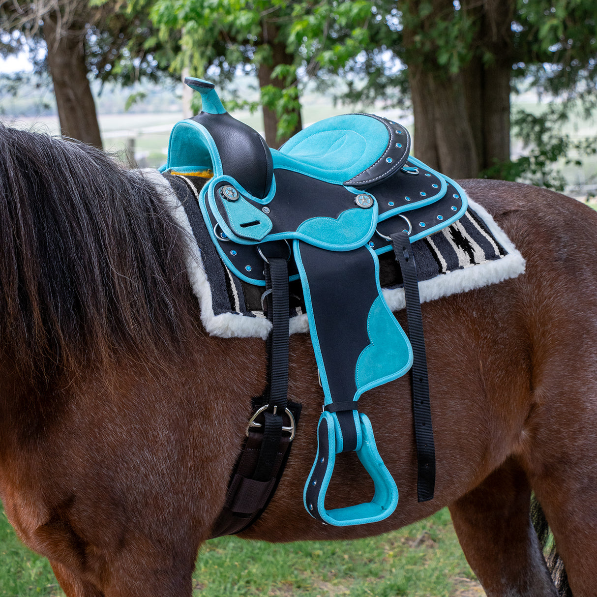 Selle synthétique pour poney western Silverline