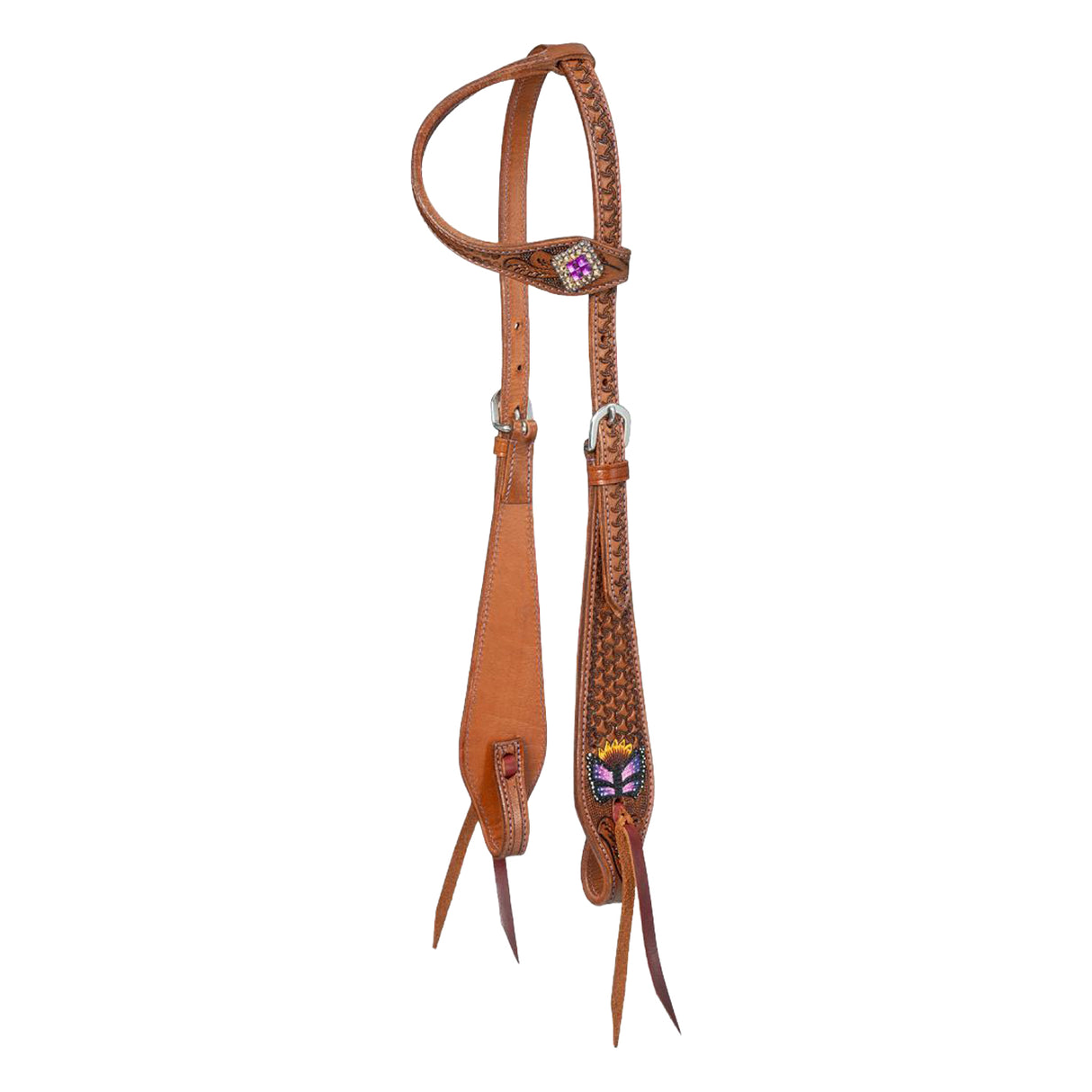 Bridon à une oreille motif papillon Silver Royal