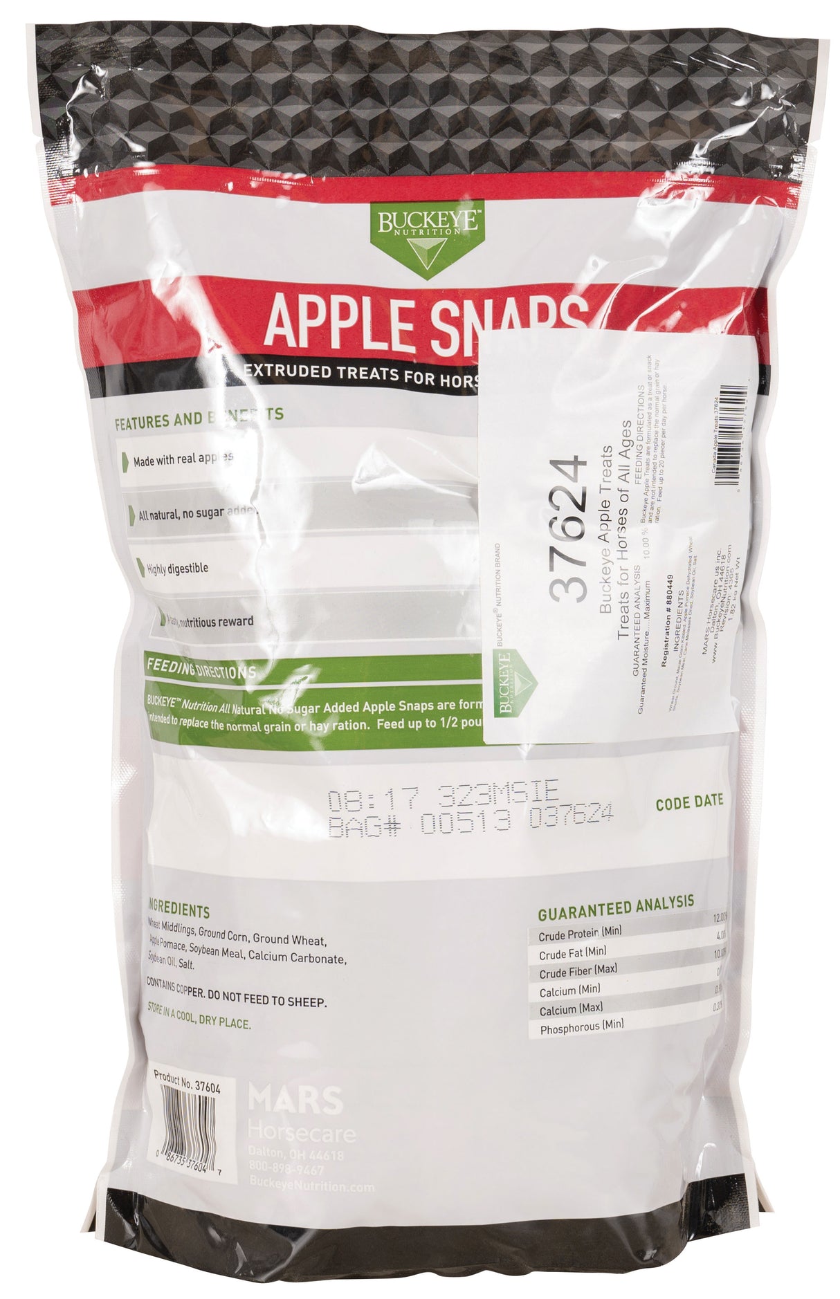 Friandises pour chevaux entièrement naturelles sans sucre ajouté aux pommes Buckeye Nutrition 1,8 kg