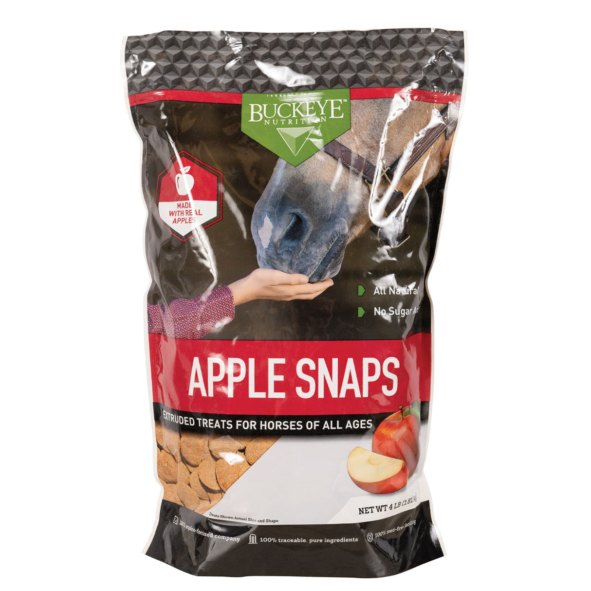 Friandises pour chevaux entièrement naturelles sans sucre ajouté aux pommes Buckeye Nutrition 1,8 kg