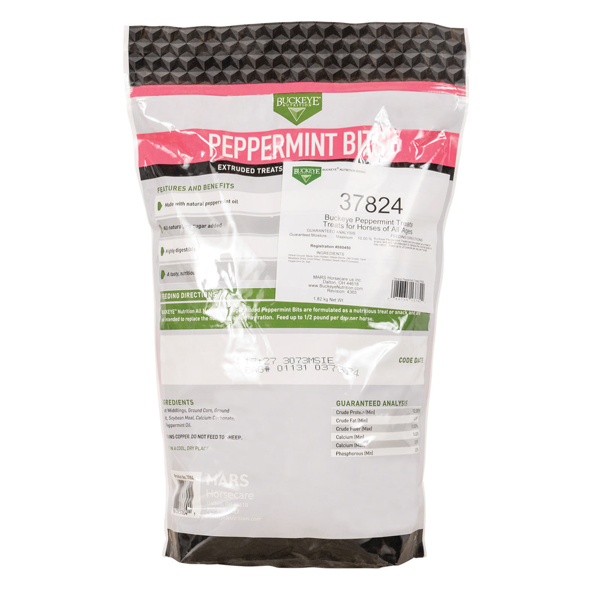 Friandises pour chevaux entièrement naturelles à la menthe poivrée sans sucre ajouté Buckeye Nutrition 1,8 kg