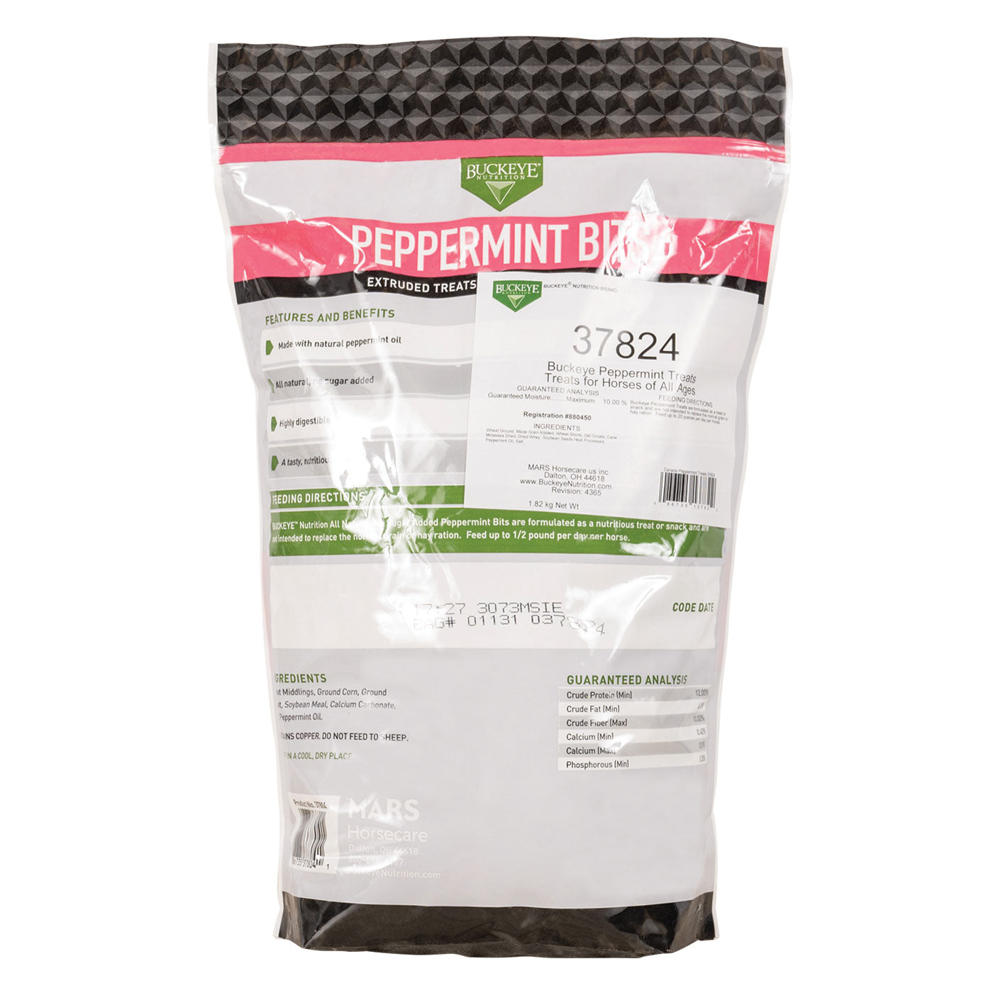 Friandises pour chevaux entièrement naturelles à la menthe poivrée sans sucre ajouté Buckeye Nutrition 1,8 kg