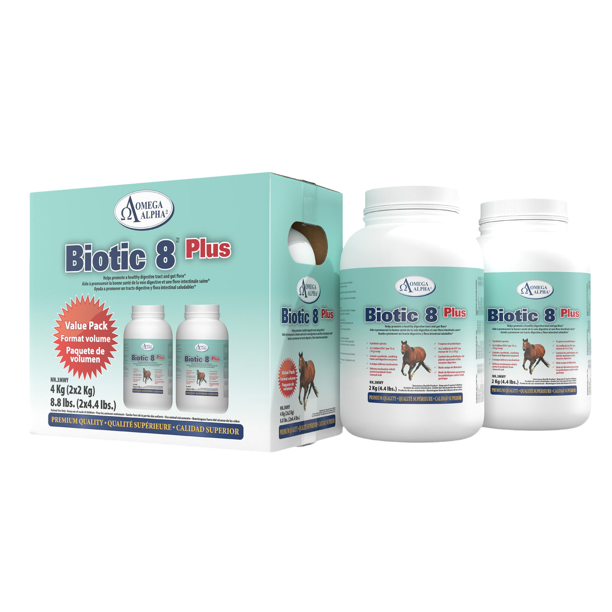 Biotic 8 Plus Omega Alpha 2 kg - Lot de 2