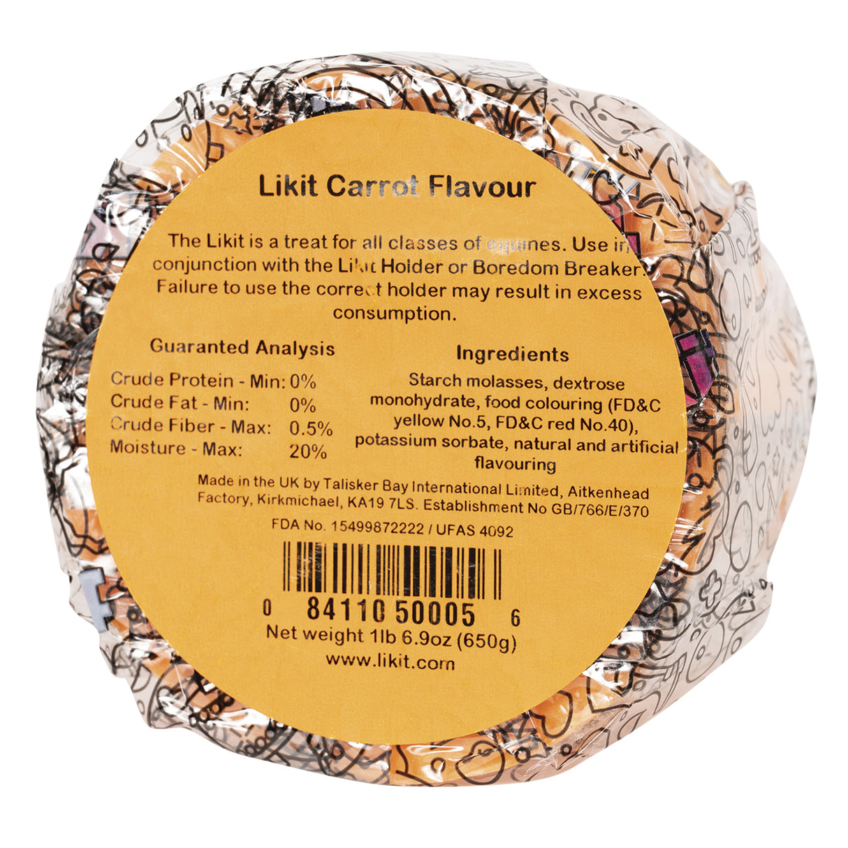 Friandise Likit à la carotte pour cheval 650 g