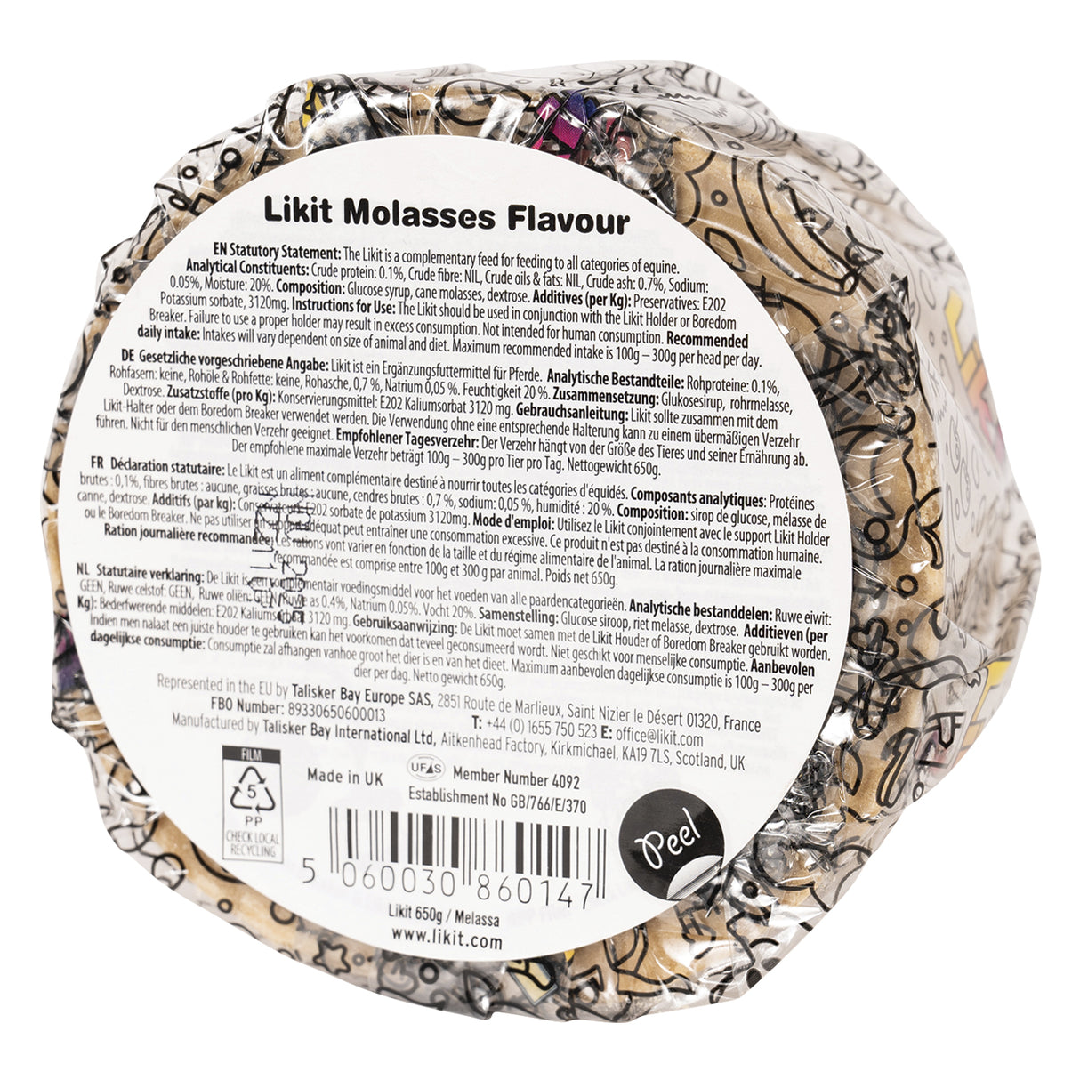 Friandise pour chevaux à la mélasse Likit 650 g