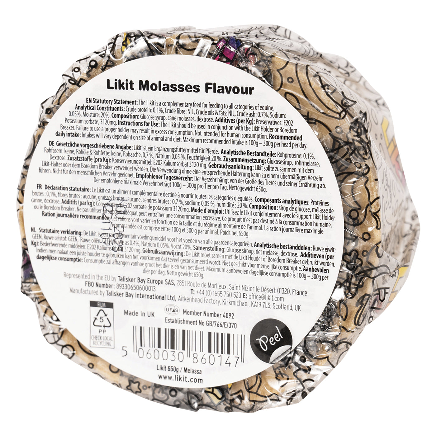 Friandise pour chevaux à la mélasse Likit 650 g