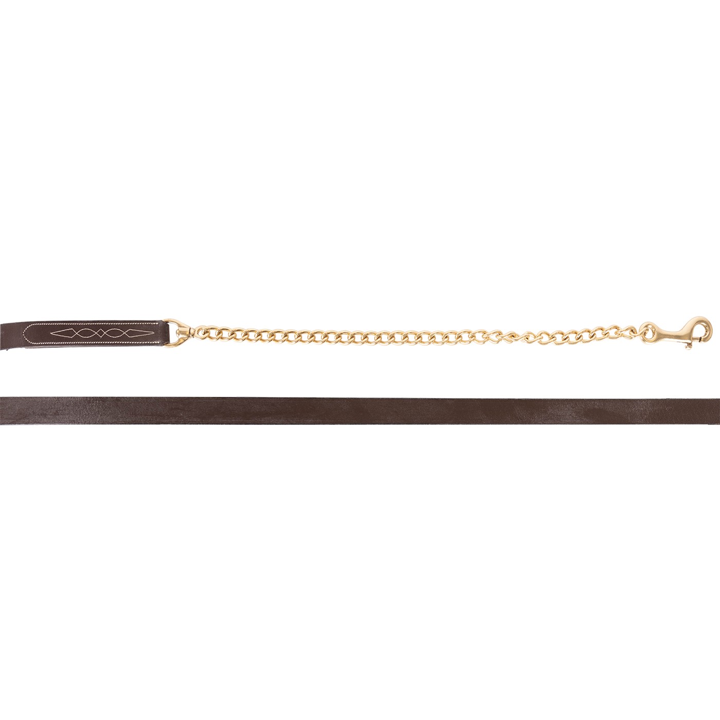 Val du Bois Fancy Stitched Leather Lead W/ 60 cm Brass Chain