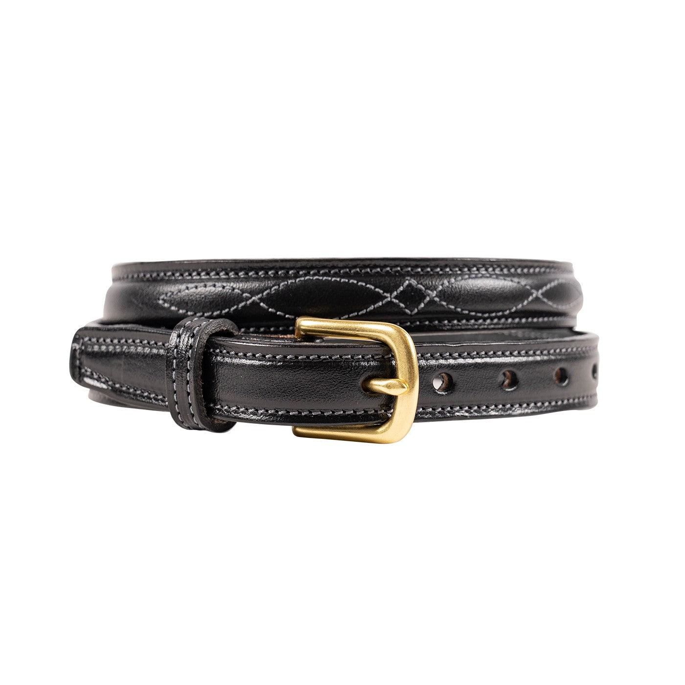 Ceinture en cuir à surpiqûres fantaisie Tory