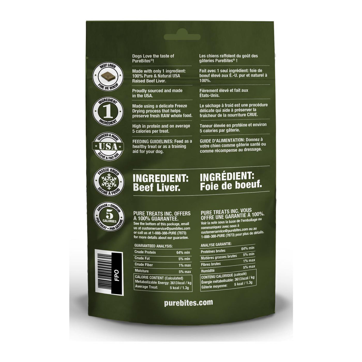 PureBites Freeze Dried Beef Liver Dog Treats 120 g