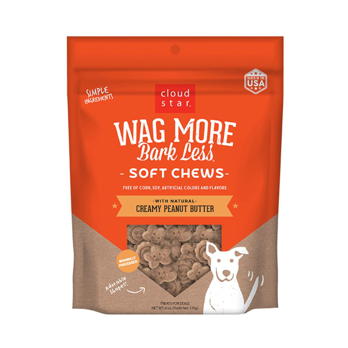Cloud Star Wag More, Bark Less Soft & Chewy Creamy Peanut Butter Dog Treats 170 g