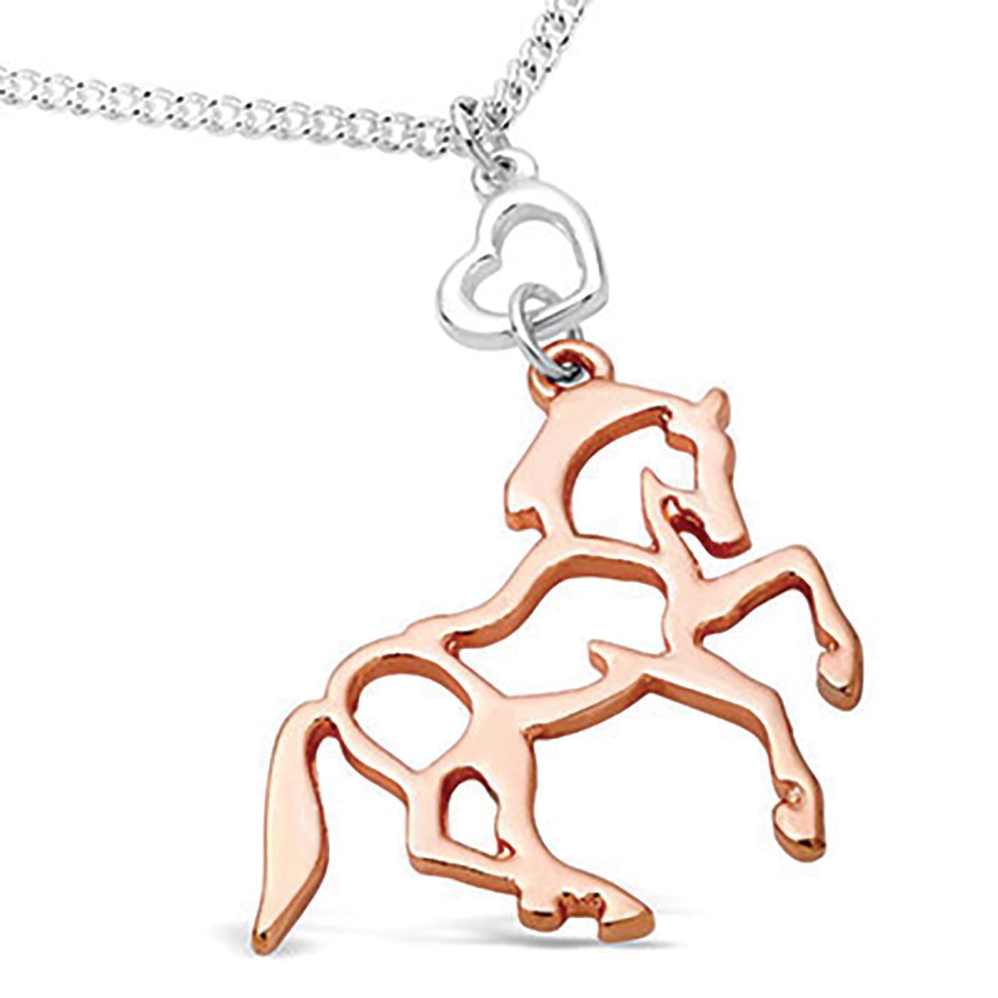 Kelley & Co. Rose Gold Horse Suspended from Silver Heart Necklace