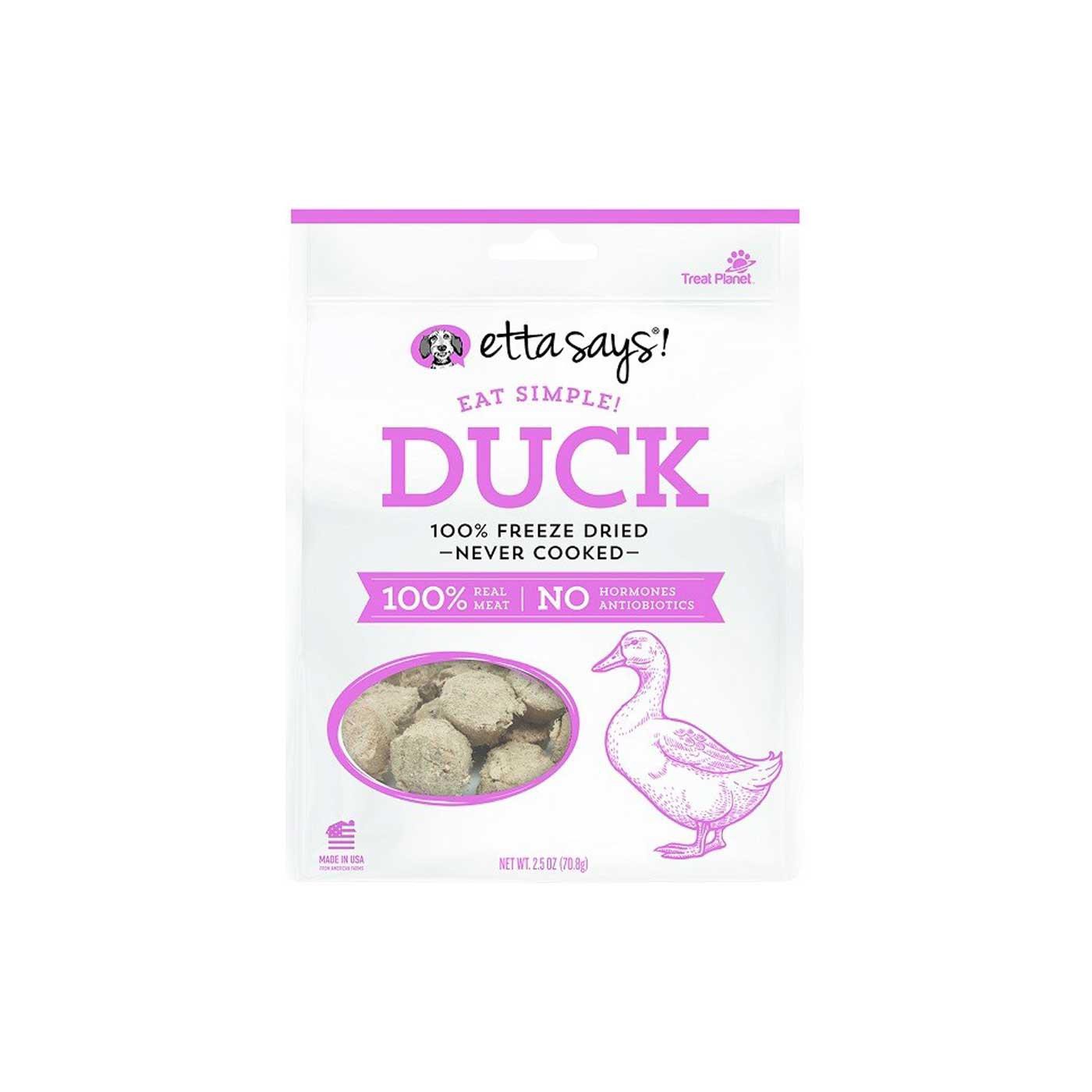 Etta dit ! Mangez des friandises pour chien au canard lyophilisé simples 70 g