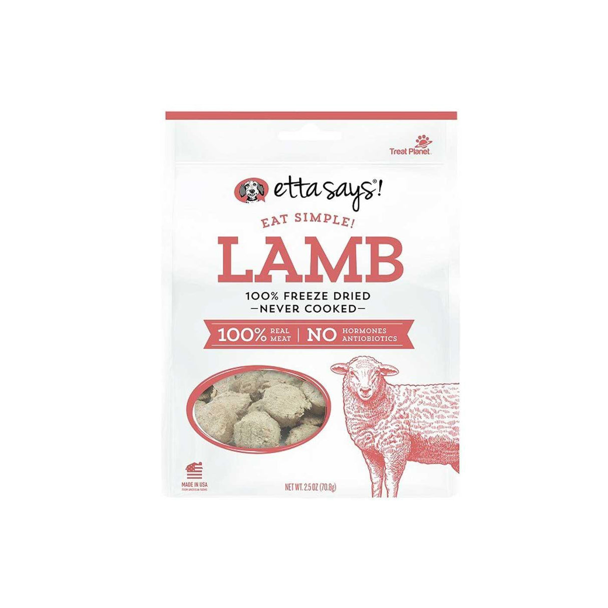 Etta dit ! Mangez des friandises pour chien à base d'agneau lyophilisé simples 70 g
