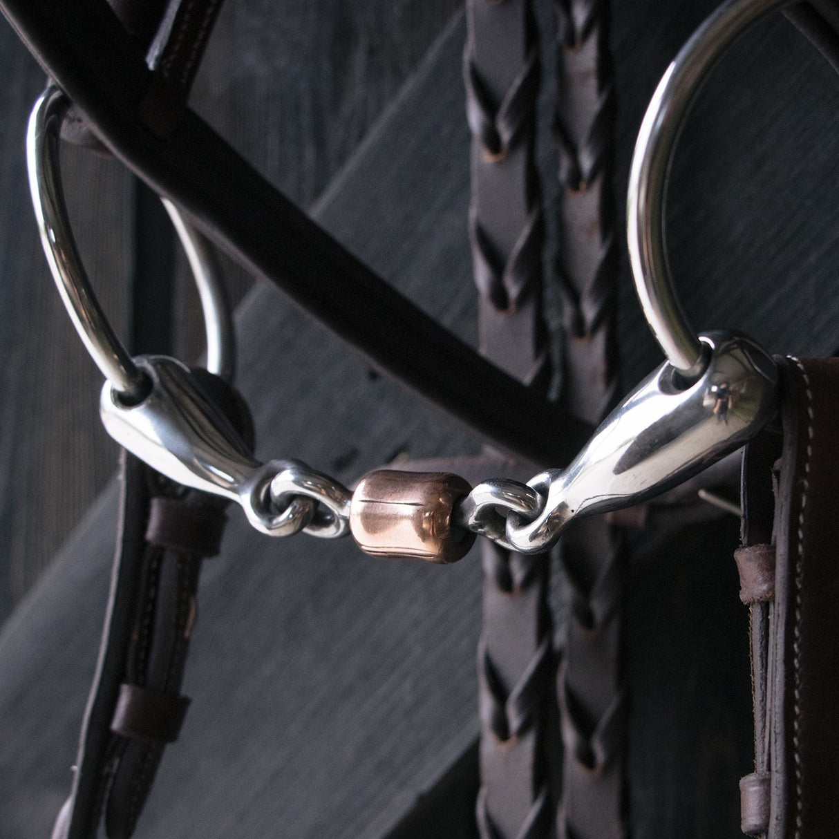 EvoEq Double Jointed Loose Ring Snaffle Bit W/ Copper Roller