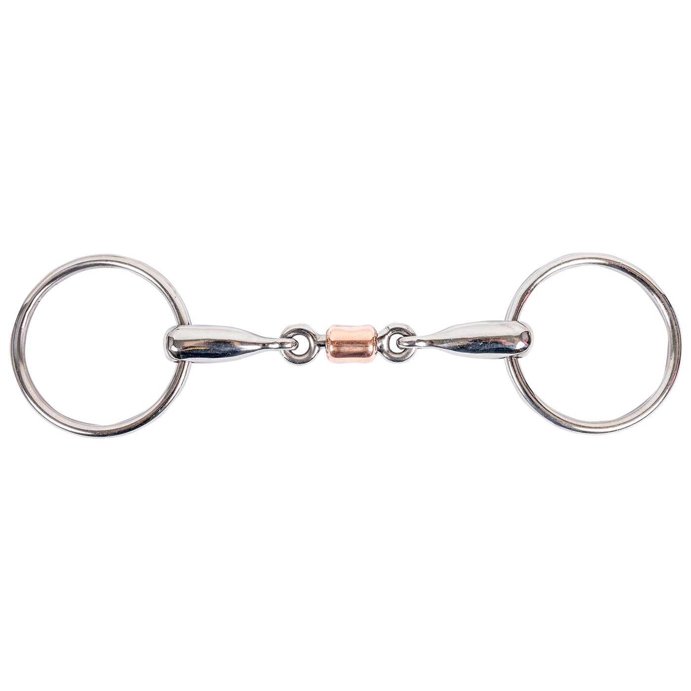 Mors à filet à anneau libre EvoEq à double articulation avec rouleau en cuivre