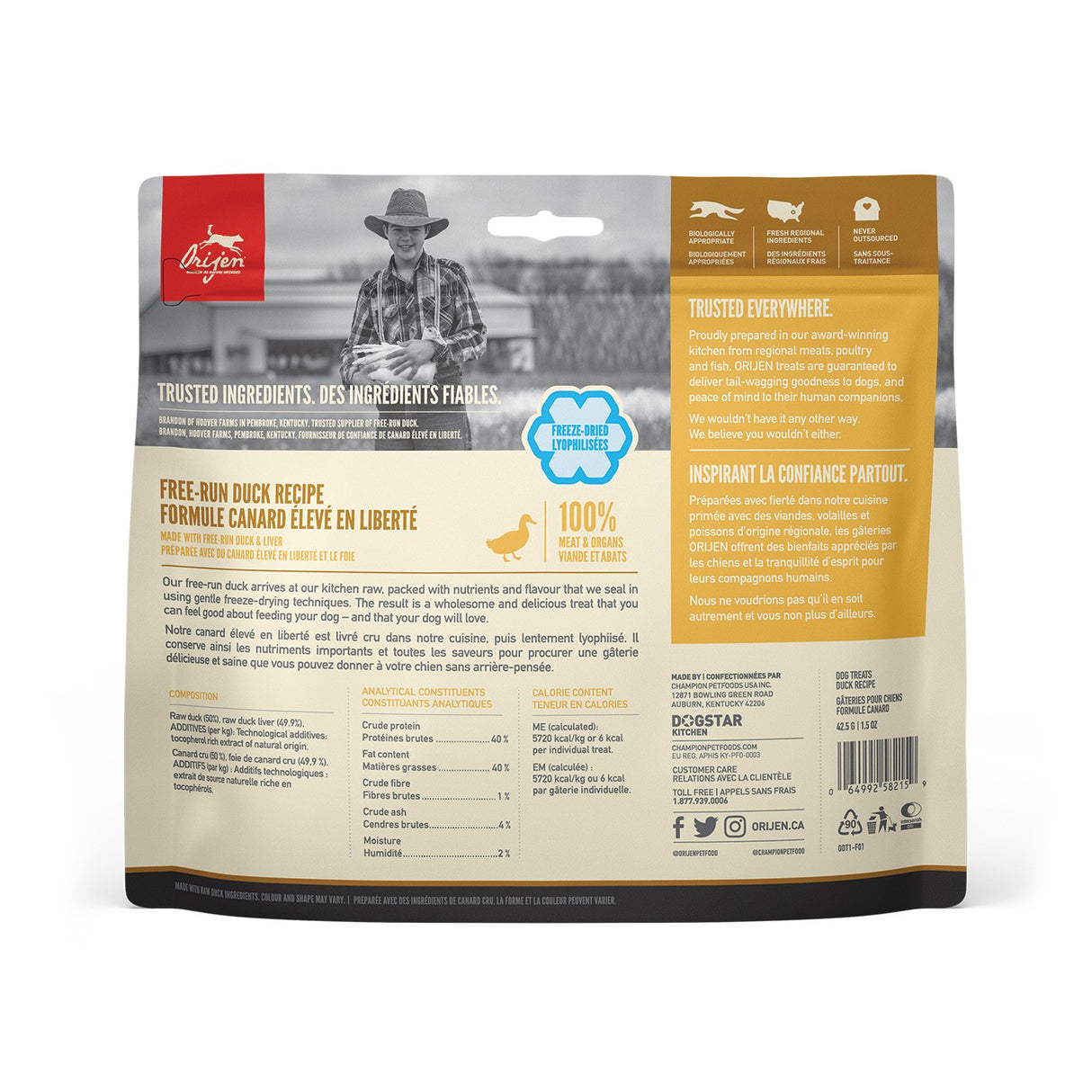 Orijen Freeze Dried Duck Dog Treats 92 g