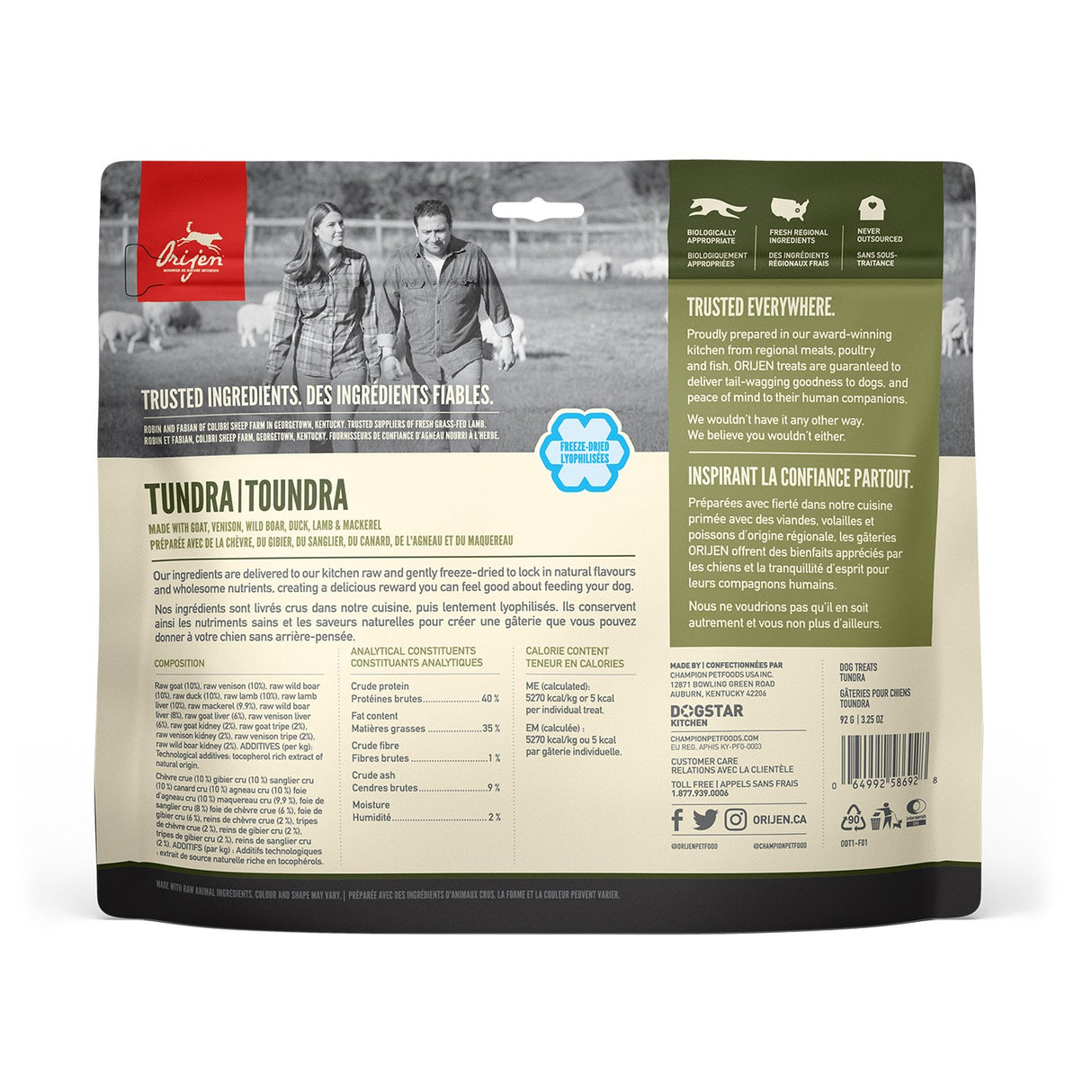 Orijen Freeze Dried Tundra Dog Treats 92 g
