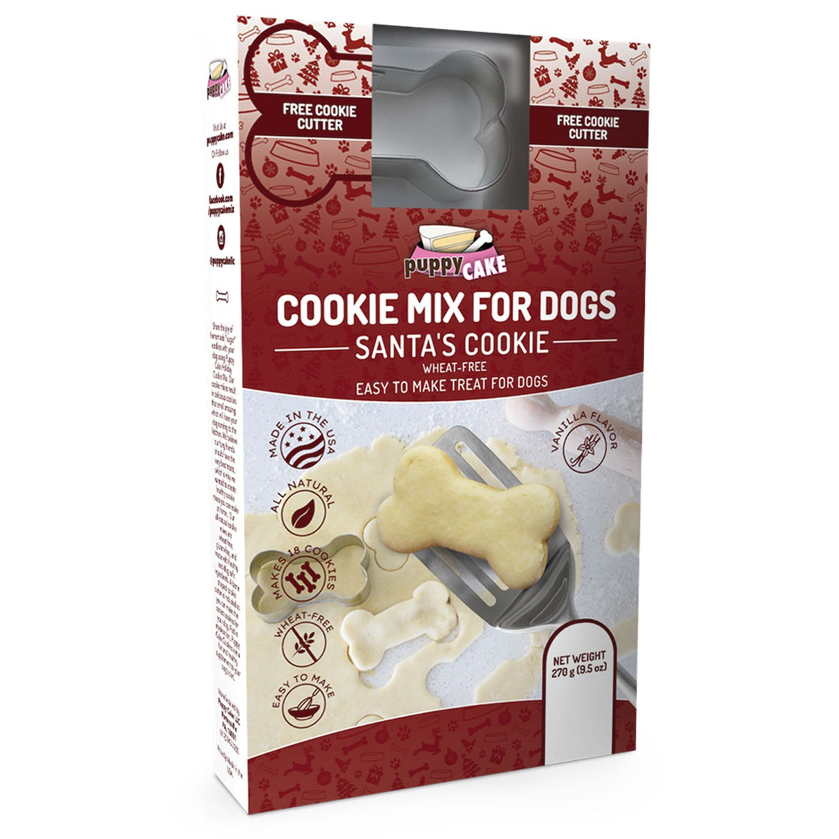 Puppy Cake Wheat Free Holiday Cookie Mix W/ Cookie Cutter 270 g