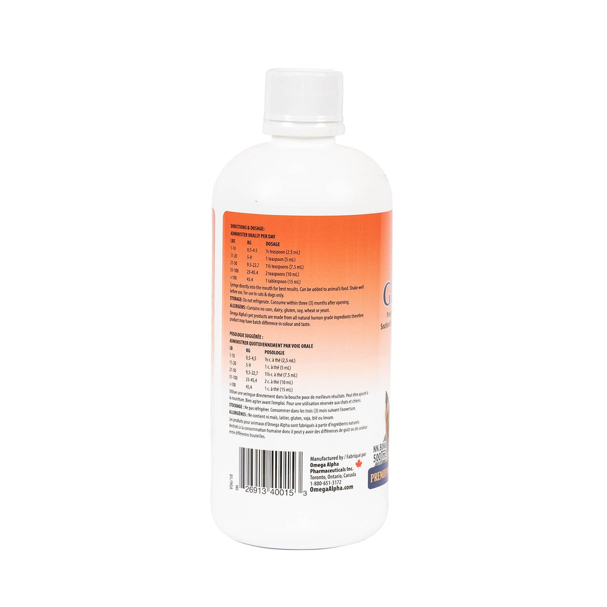 Omega Alpha GlucosaPet Pet Supplement 500 mL