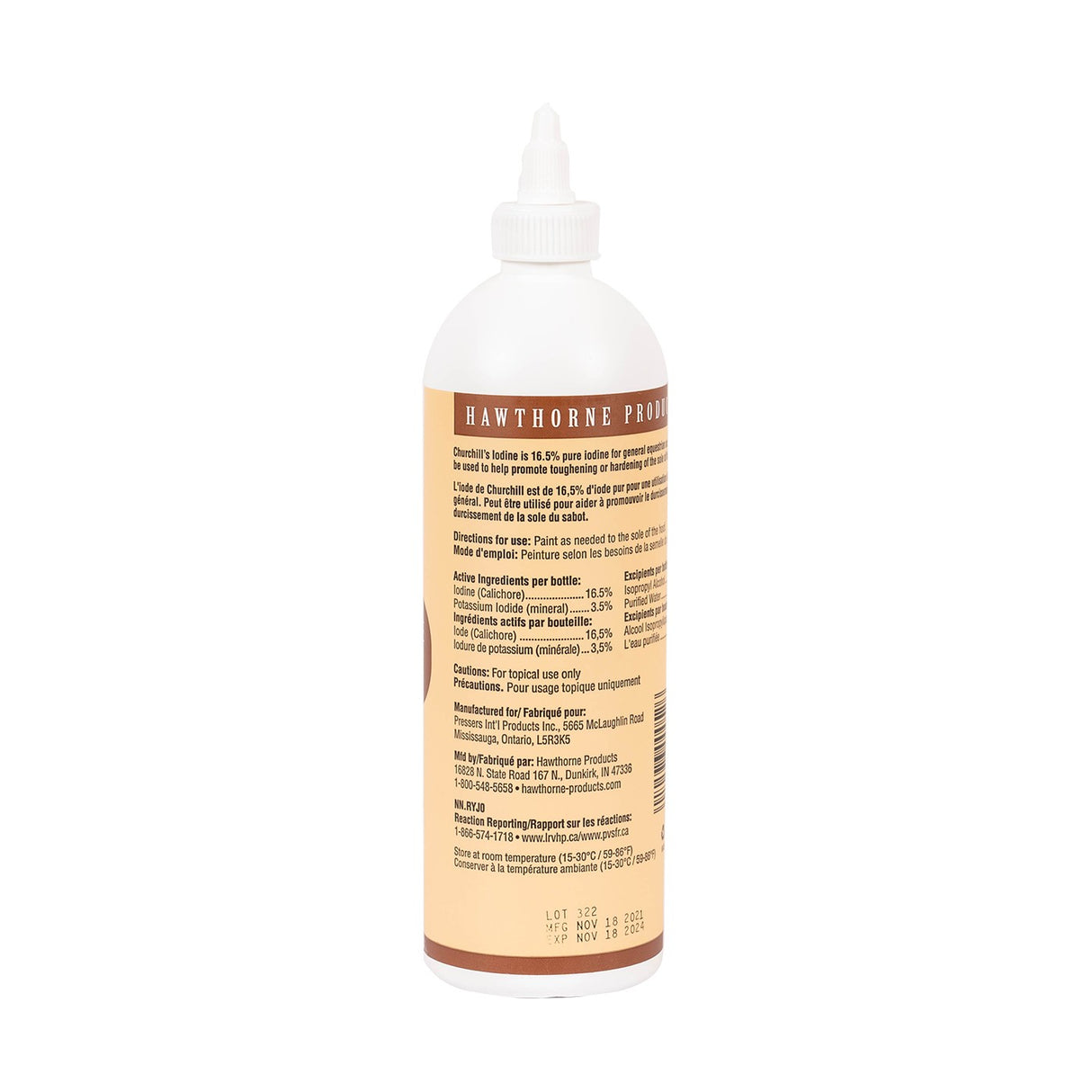 Teinture d'iode Hawthorne Churchill 16,5 % 473 mL