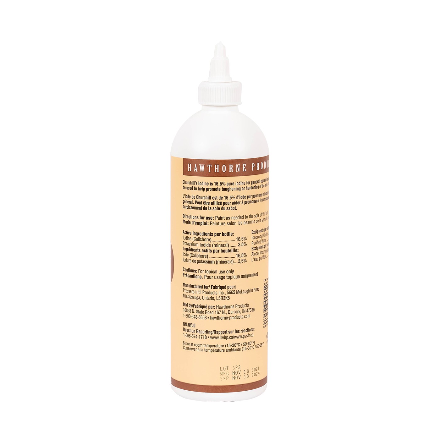 Teinture d'iode Hawthorne Churchill 16,5 % 473 mL