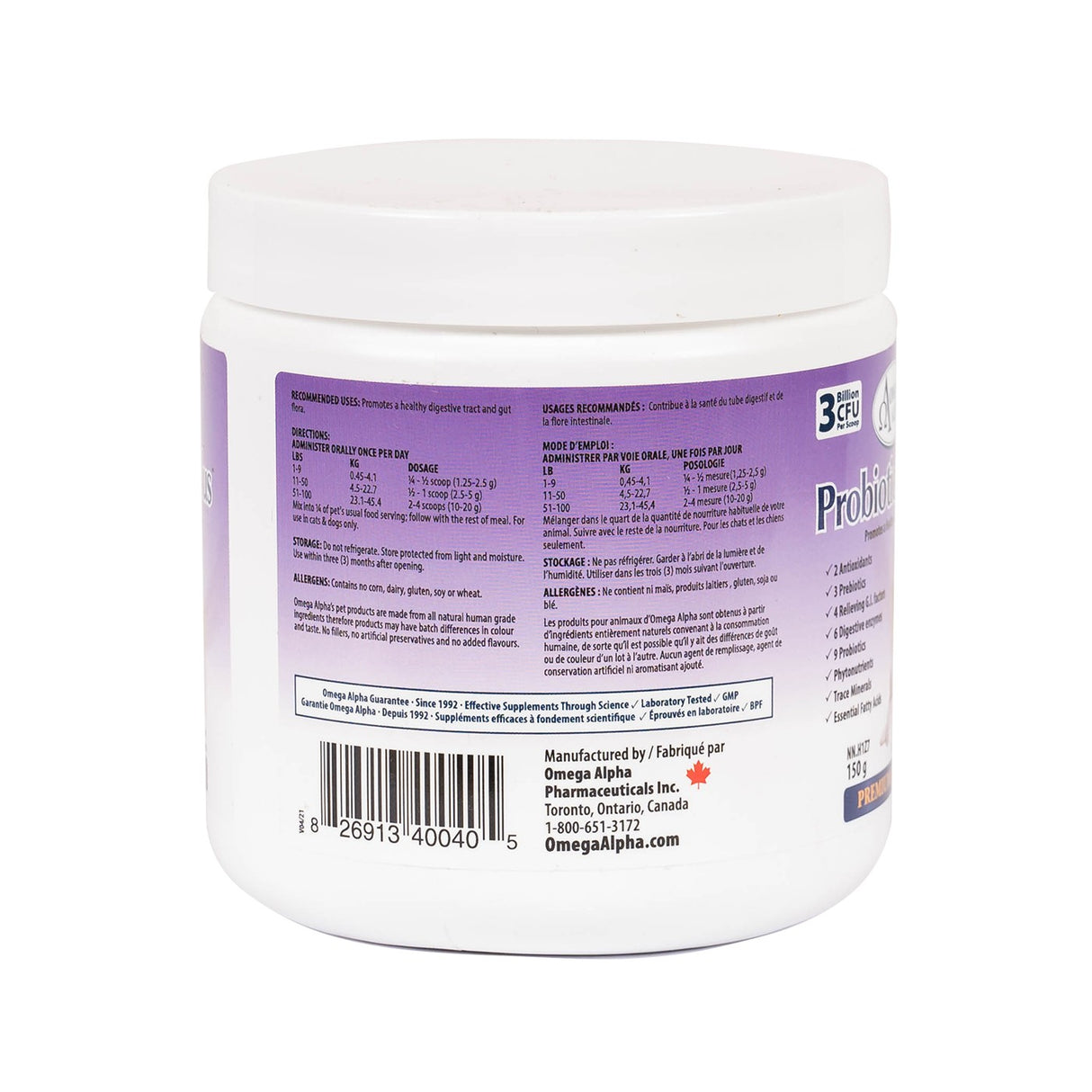 Omega Alpha Probiotic 8 Plus Pet Supplement 150 g