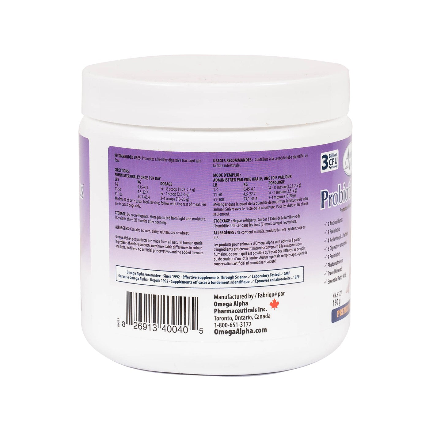 Omega Alpha Probiotic 8 Plus Pet Supplement 150 g