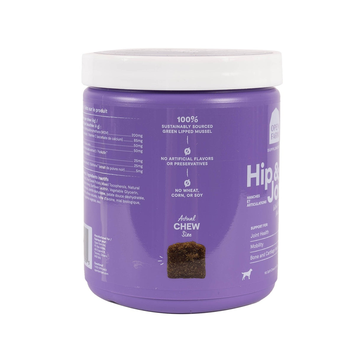 Open Farm Hip & Joint Chews Supplément pour chien 90 pièces