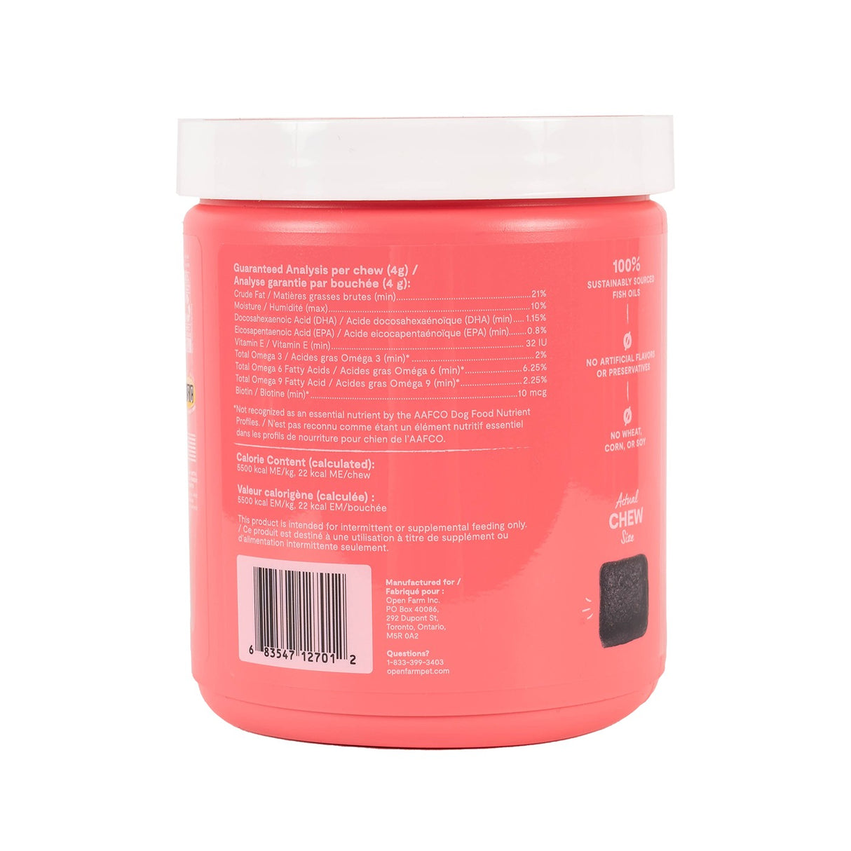 Open Farm Skin & Coat Chews Supplément pour chien 90 pièces