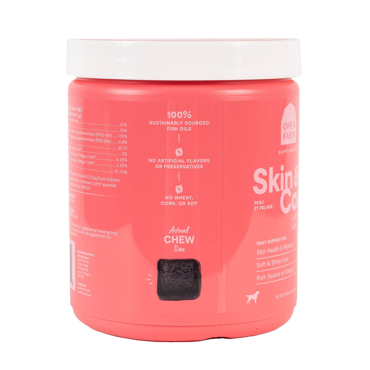 Open Farm Skin & Coat Chews Supplément pour chien 90 pièces