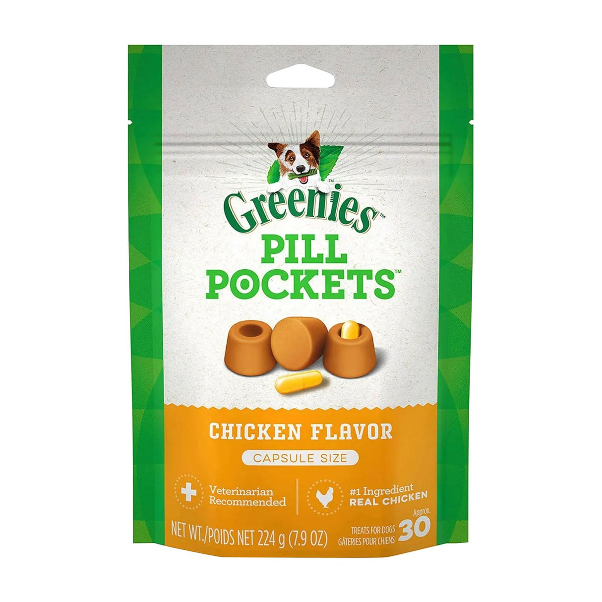 Greenies Pill Pockets Friandises pour chiens au poulet pour grands chiens 224 g