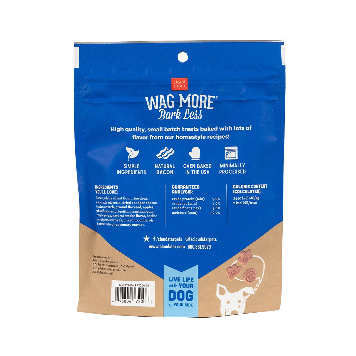 Cloud Star Wag More, Bark Less Soft & Chewy Bacon, Cheese & Apples Dog Treats 170 g