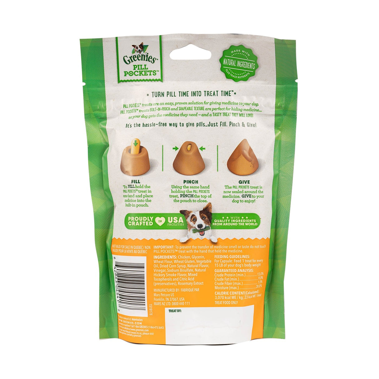 Greenies Pill Pockets Capsules pour chien au poulet 448 g