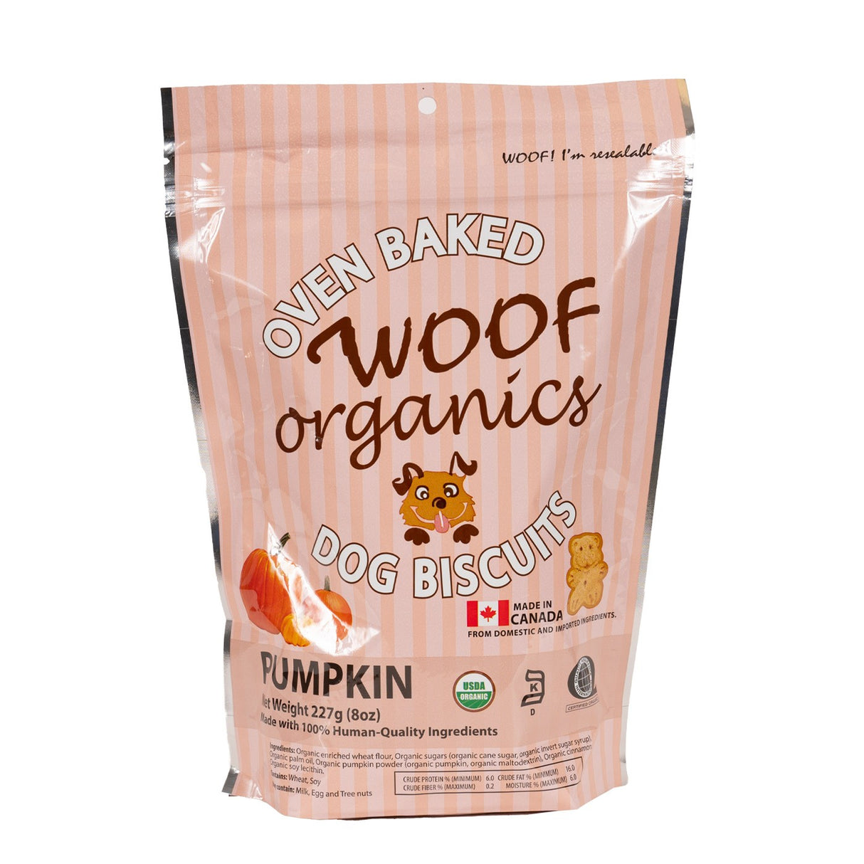 Woof Organics Pumpkin Biscuits Dog Treats 227 g