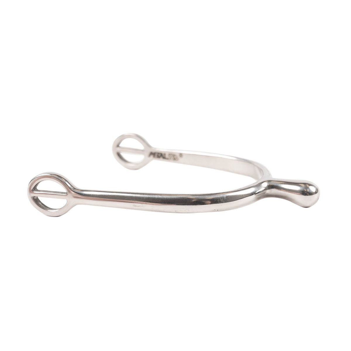 Prince Of Wales Child Size Spurs With Rounded Shank & Nylon Strap - Silver