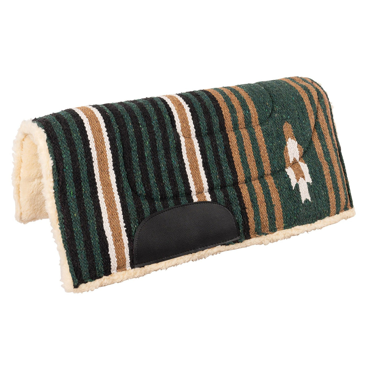 Tapis De Selle Dos Nu Aztèque - Bleu/Noir - Doublé Polaire - Style Navajo Serape