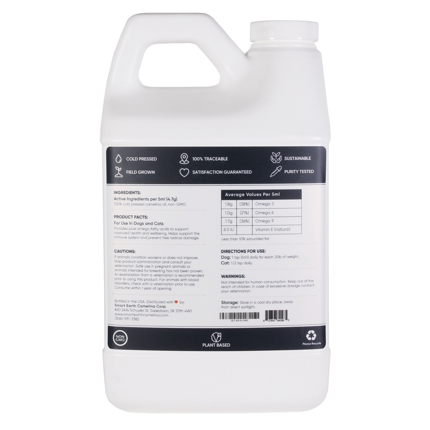 Smart Earth Camelina Oil Dog Supplement 1.9 L