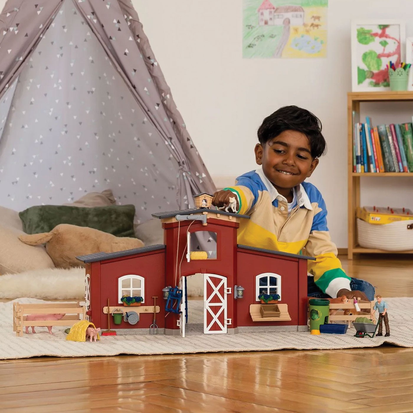 Schleich Farm World Grange rouge