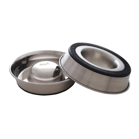Dogit Stainless Steel Non-Skid Slow Feed Dog Bowl